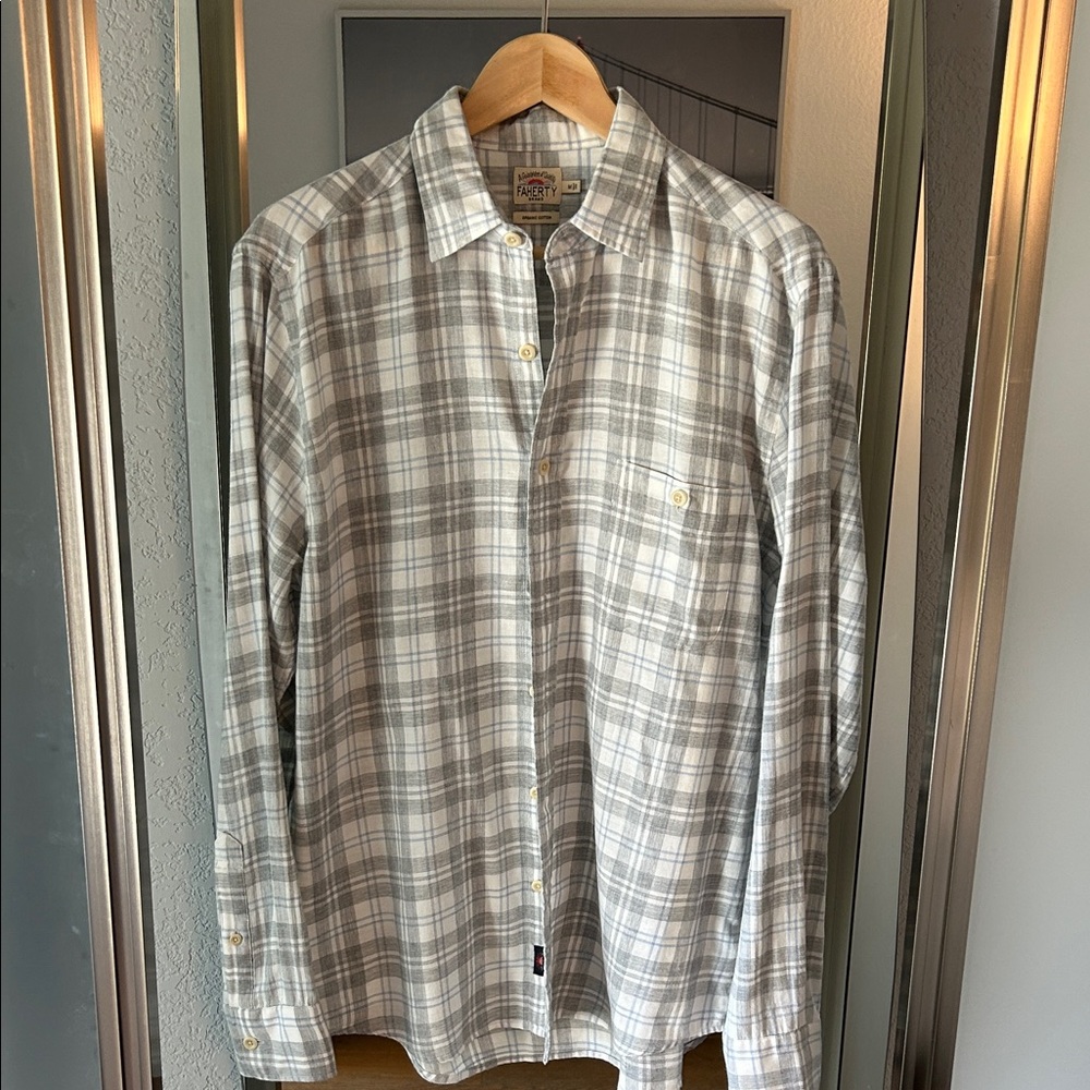 Faherty Gray Plaid Casual Shirt